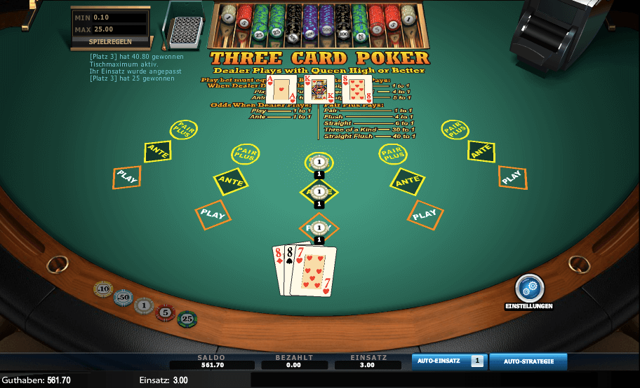 Three Card Poker haND