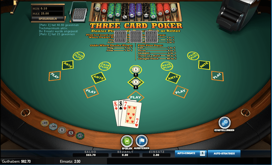 Three Card Poker spielen