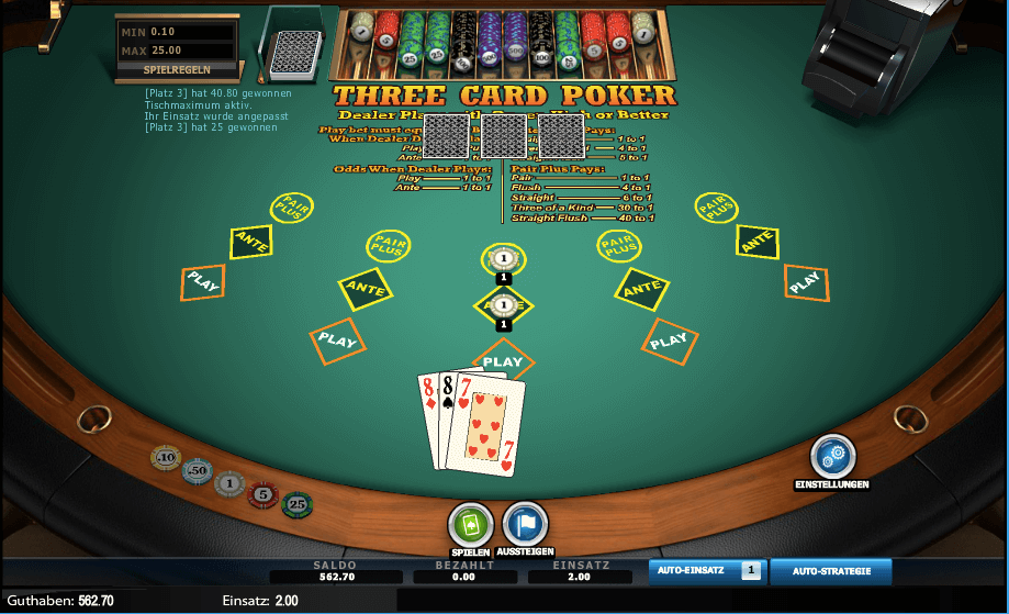 Three Card Poker spielen Three Card Poker spielen