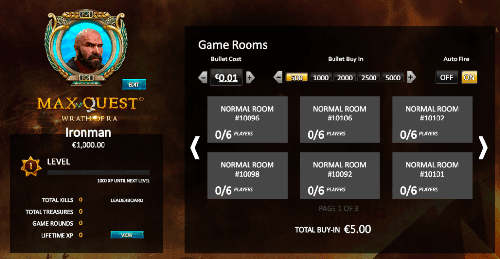 Max Quest Wrath of Ra Spieler Auswahl Max Quest Wrath of Ra Spieler Auswahl