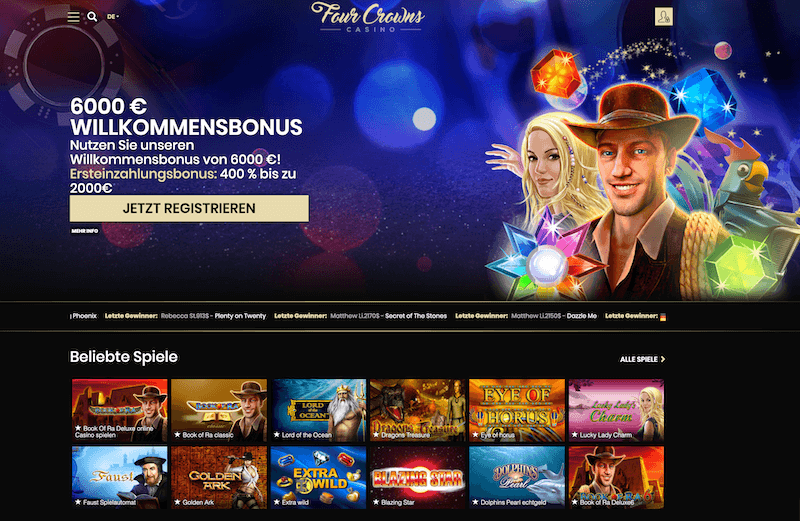 Four Crowns Online Casino aktuelle Startseite