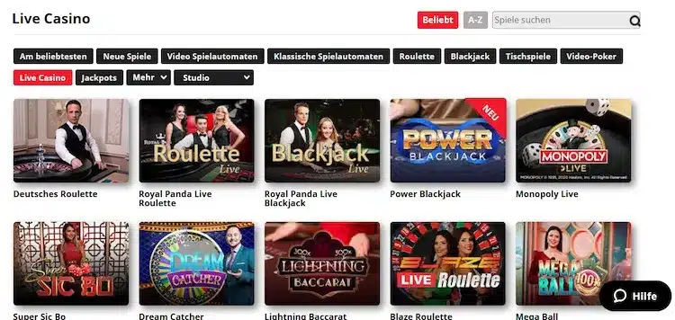 Royal Panda Casino Live Casino