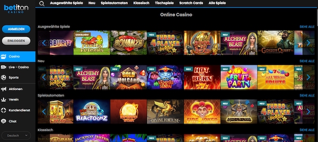 BetItOn Casino Webseite