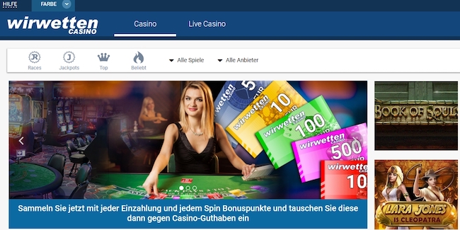Wirwetten Casino Webseite