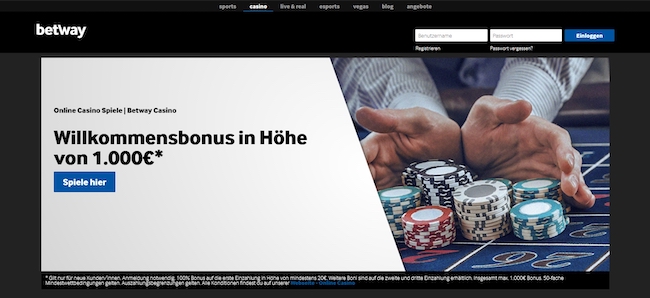 Betway Casino Webseite