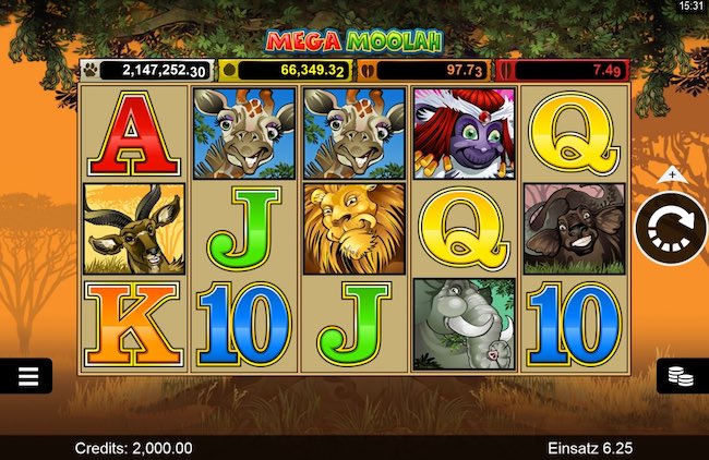 Mega Moolah Spielaufbau