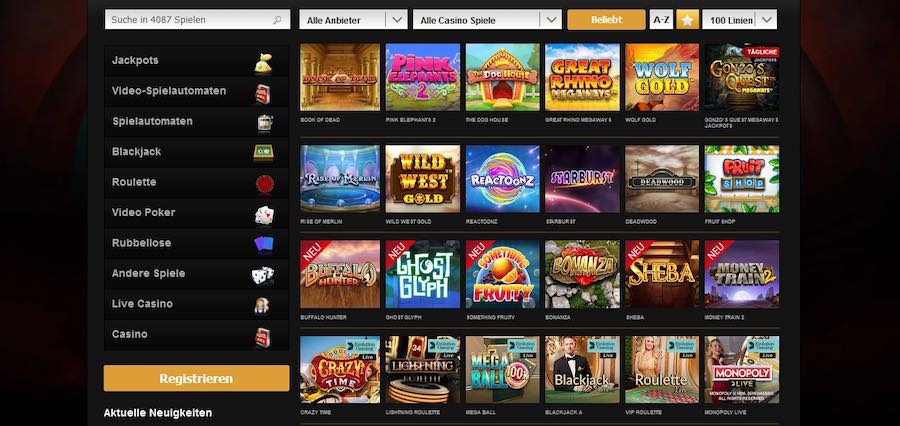 Videoslots Casino Angebot