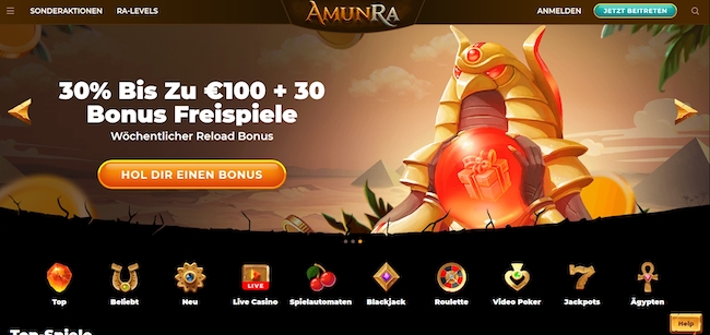 AmunRa Casino Webseite
