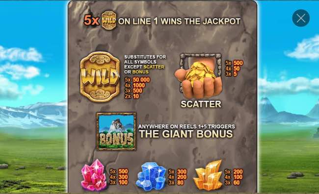 Jackpot Giant Slot Paytable