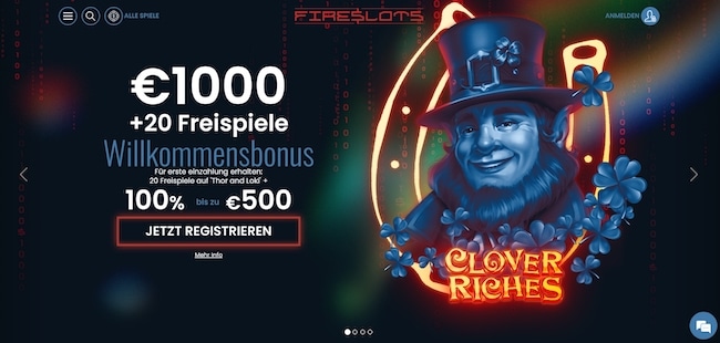 FireSlots Casino Webseite