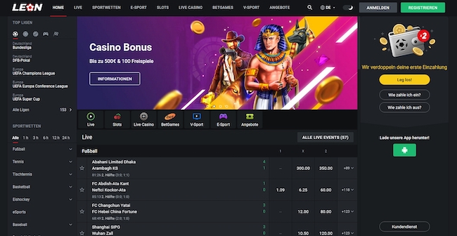 Leonbet Casino Webseite