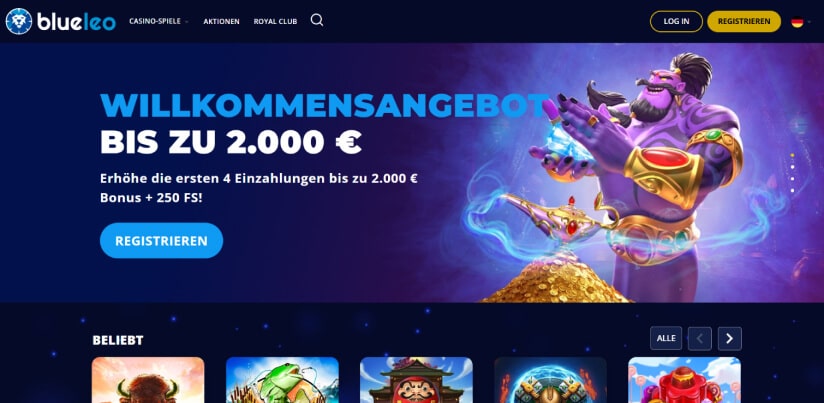 blueleo casino desktop screenshot