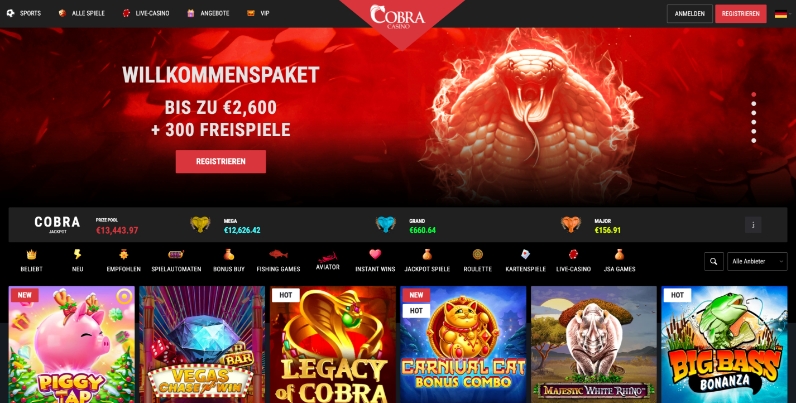cobra casino screenshot