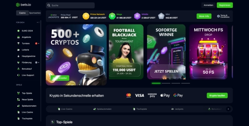 bets.io casino desktop screenshot