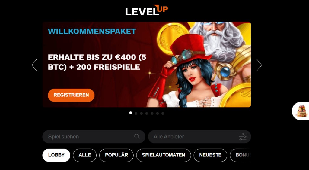 LevelUp  Casino Webseite
