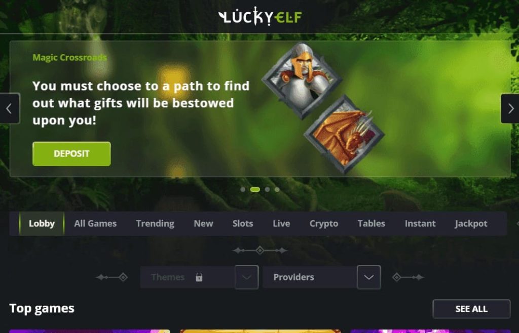 Lucky Elf Casino Webseite