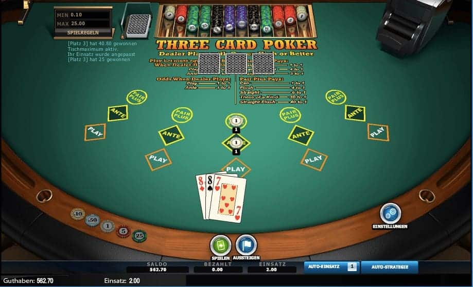 Three Card Poker Spiel