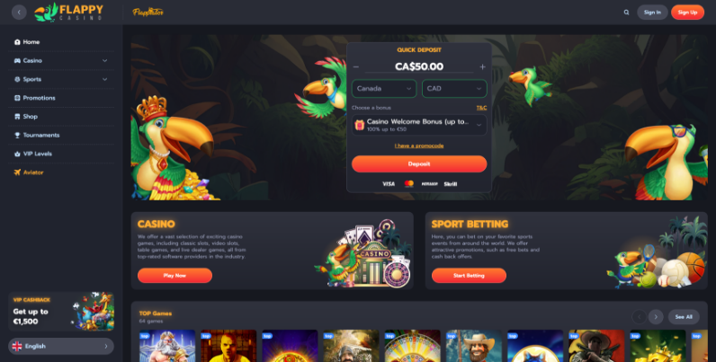 flappy casino desktop screenshot
