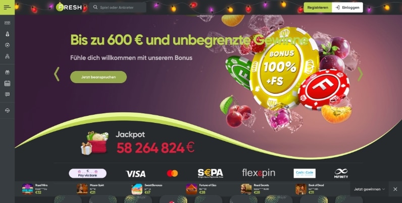 Fresh Casino Test und Bewertungen 2024: 1.500 Euro Bonus und 500 Freispiele