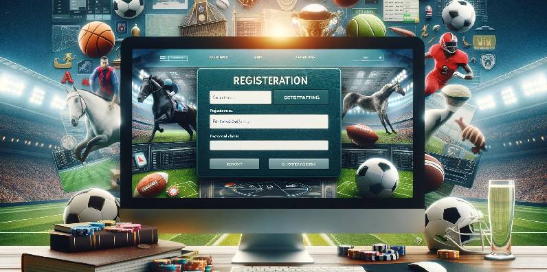 Moderne Online-Sportwettenplattform auf einem digitalen Bildschirm mit einem einfach zu bedienenden Anmeldeformular