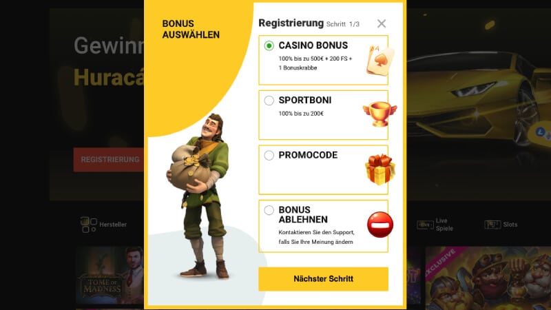 zet casino bonus auswählen