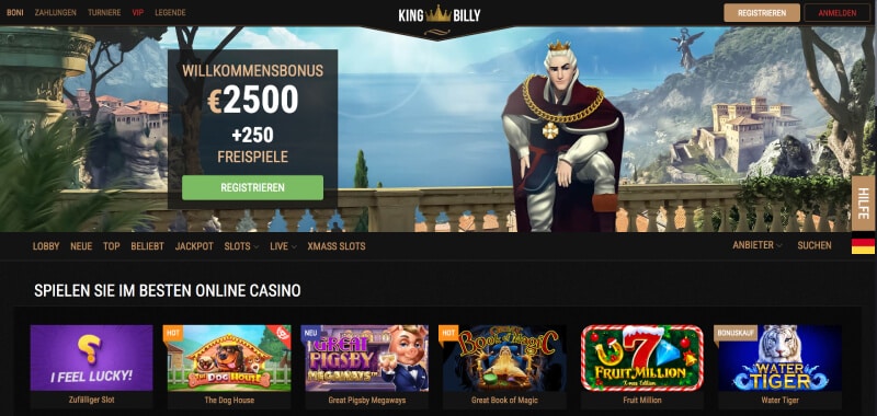 King Billy Casino Erfahrungen 2024: 2.500 Euro Bonus und 250 Freispiele