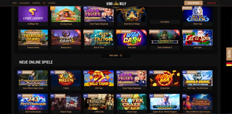 Spiele im King Billy Casino
