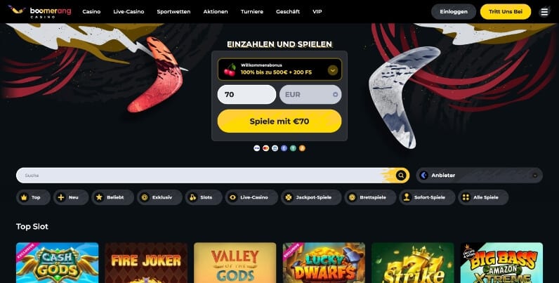 Boomerang Casino Test und Bewertung
