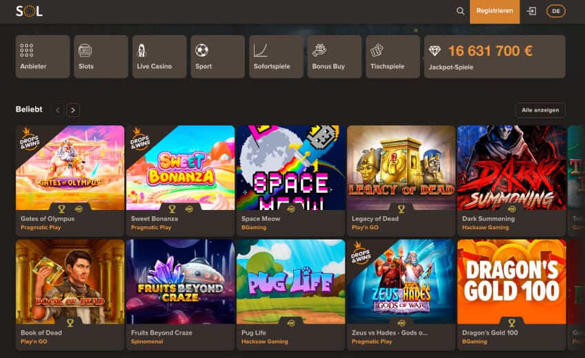 Spiele im Sol Casino