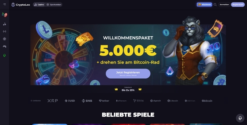 cryptoleo casino desktop screenshot