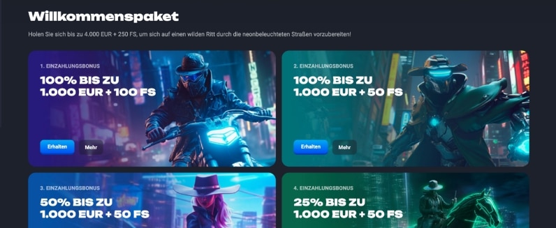 luckyhunter casino desktop screenshot promotionen